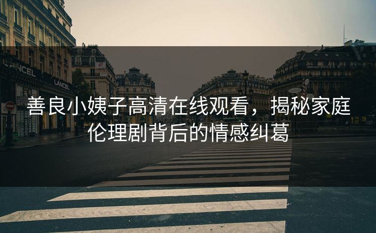 善良小姨子高清在线观看，揭秘家庭伦理剧背后的情感纠葛