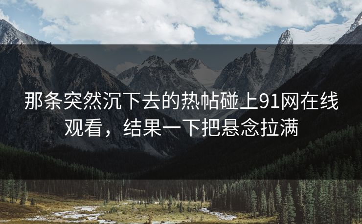 那条突然沉下去的热帖碰上91网在线观看，结果一下把悬念拉满