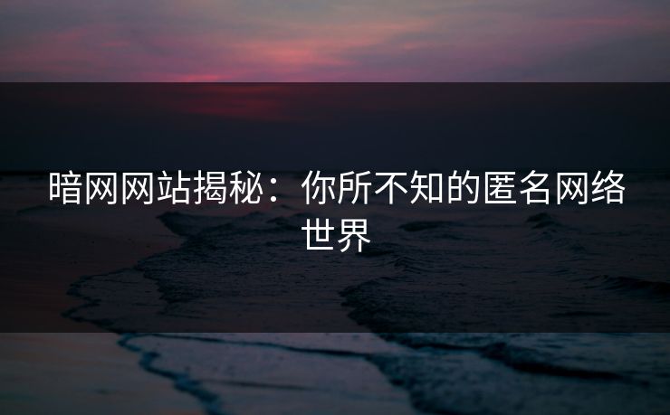 暗网网站揭秘：你所不知的匿名网络世界