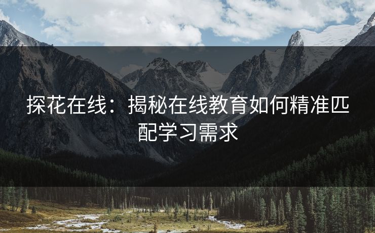 探花在线：揭秘在线教育如何精准匹配学习需求